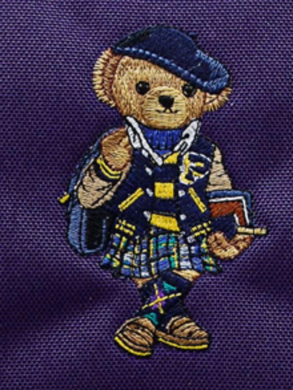 Ralph Lauren Girls Small College Purple Backpack with signature Polo Bear 12x14